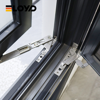 Fenêtre à auvent moderne Eloyd à rupture de pont thermique en bois et aluminium, à persiennes verticales rabattables, double vitrage trempé pour villa
