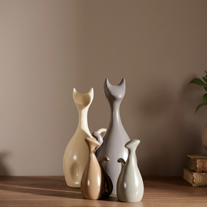 AK latón moderno gato familia Mesa acento decorativo Metal gatos estatua para Decoración de mesa adornos/Decoración de restaurante - Product Image 2