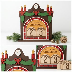 Calendrier de l'Avent en bois, décoration de table pour les fêtes, décoration réutilisable pour le compte à rebours de Noël - Product Image 5