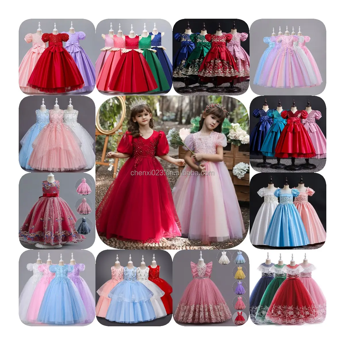 2023 Meiqiai children gown princess dress Long Prom Gown girls Evening dress girl birthday red dress