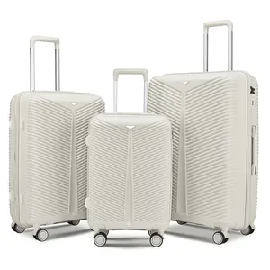 Family Airport Trolley Travelling Bags White Suitcase Check In Roller Luggage Low MOQ Smart Lock Valice