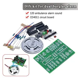 Dual way burglar alarm kit 120 ambulance alarm sound student principle experiment training CD4011 circuit board NE556 chip