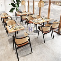 Meubles commerciaux au design moderne table en bois fer ensemble de chaises pour cafés restaurants hôtels pour la cuisine salle à manger