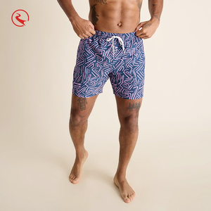 <b>Men</b> Geometric Print Beach Shorts Quick Dry Woven Polyester Drawstring Waist with Pockets Mid Length Swim <b>Trunks</b> - Product Image 4