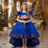 Robe de demoiselle d'honneur de style européen, robes scintillantes pour grandes filles pour anniversaire, robe de mariée longue pour fille