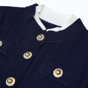 2025 di alta qualità nuova manica lunga girocollo cintura blu <span class=keywords><strong>abito</strong></span> lungo <span class=keywords><strong>in</strong></span> <span class=keywords><strong>maglia</strong></span> sottile elegante - Product Image 2