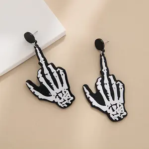 Pendientes de acrílico divertidos de Halloween para mujer, joyería de moda fantasma de calabaza araña para festividades de Halloween