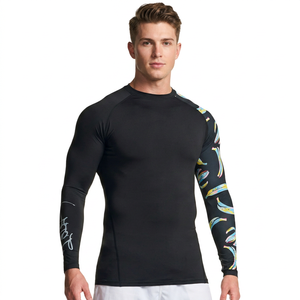 T-shirt de compression à manches longues pour hommes Fighters, noir et jaune, imprimé hexagone, séchage rapide, en Spandex et Polyester - Product Image 6