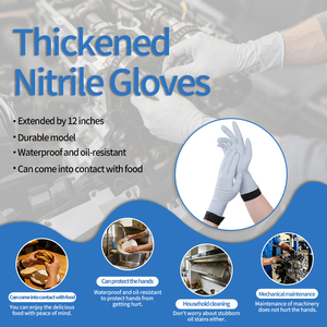 Gants jetables en nitrile bicolores noir et <span class=keywords><strong>blanc</strong></span> à manchette longue de 12 pouces, de qualité alimentaire, pour le nettoyage des toilettes, la vaisselle et l'usage domestique - Product Image 4