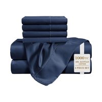Queen Size Ultra lisse satin maison 1000 fils compte coton égyptien drap plat taie d'oreiller ensemble 6 pièces drap-housse profond