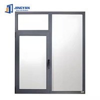 Ventanas Abatibles de Aluminio Negro con Doble Vidrio Templado Horizontal, Resistentes a Huracanes e Incendios, Estilo Americano Moderno
