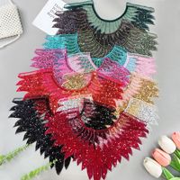 Applique perlée à coudre, col en dentelle à sequins, col brillant pour artisanat DIY, patch de col exquis pour vêtements féminins