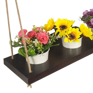 Étagère murale en bois rustique personnalisée avec corde en <span class=keywords><strong>macramé</strong></span> conception flottante pour les plantes, les livres et la décoration de la maison - Product Image 4