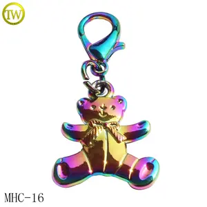 Keychain Metal Hot Selling Bear Shape Logo Keychains Zinc Alloy Rainbow Handbag Alloy Metal Hanging Clips Chain Tags