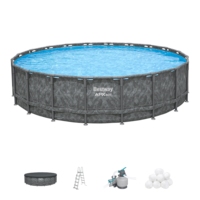 Für 561JZ Pro Max 2025 Neuerscheinung 6,71m X 1,32m Grauer Runder Stahl-Aufstellpool-Set PVC 147,26KG