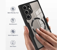 Coque de téléphone magnétique transparente double face 360° en PET+PC pour Samsung Galaxy S26 Ultra S25U iPhone 17 Pro Max, protections arrière A17