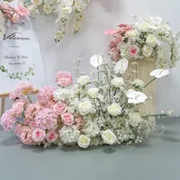 Décoration florale personnalisée pour mariage : rangées de fleurs artificielles, centres de table pour la maison, la fête, l'arche de mariage, et compositions florales suspendues