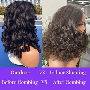 วิกผมลูกไม้แบบเต็มศีรษะ 4x4 13x4 แบบไม่ต้องใช้กาว  <span class=keywords><strong>ทำ</strong></span>จากผมแท้บราซิล  แบบลอนไข่  จัดเรียงเส้น<span class=keywords><strong>ผม</strong></span>ตามธรรมชาติ  ขายส่ง - Product Image 5