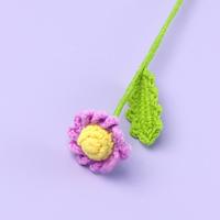 Nouveauté, délicate branche de marguerite en crochet multicolore avec feuille, fleur tricotée en laine en gros, décoration, ornement pour cadeaux
