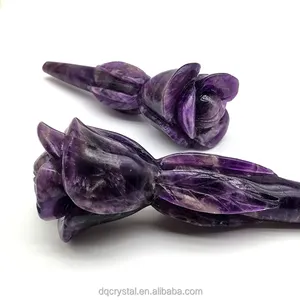 Bulk Wholesale natural crystal amethyst rose flower handmade natural crystal roses dreamy amethyst flower for Love gift