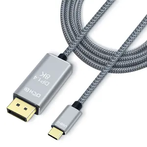 Thunderbolt3 Full HD 8K DP1.4 tip-c örgülü USB kablosu Port kablosunu görüntülemek için 2M ses ve Video HD izler