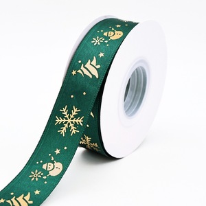 Winter Xmas Pattern Fabric <b>Ribbon</b> Bespoke Text For Christmas Party Favor Decor - Product Image 1