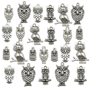 Pendentifs hiboux en alliage d'argent antique, formes variées, pour la fabrication de bijoux DIY, style rétro artistique SN364 - Product Image 5