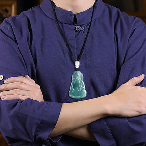 หยกธรรมชาติพระอวโลกิเตศวราจี้หยกน้ำเงินหยกชนิดน้ำสีฟ้าสไตล์จีน UNISEX ดีไซน์ดั้งเดิม GY11 - Product Image 5