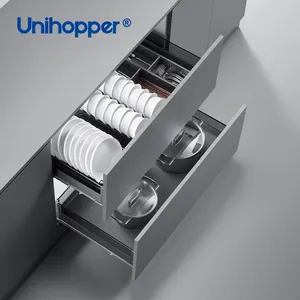 Unihopper moderner Küchenorganisator Aufbewahrungskorb Glas multifunktionsschrank Ausziehbarer Korb Schublade