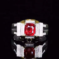 Bague en or 18 carats avec rubis rouge naturel non chauffé du Mozambique de 1,54 ct et diamants véritables d'Afrique du Sud, bijoux fins pour hommes