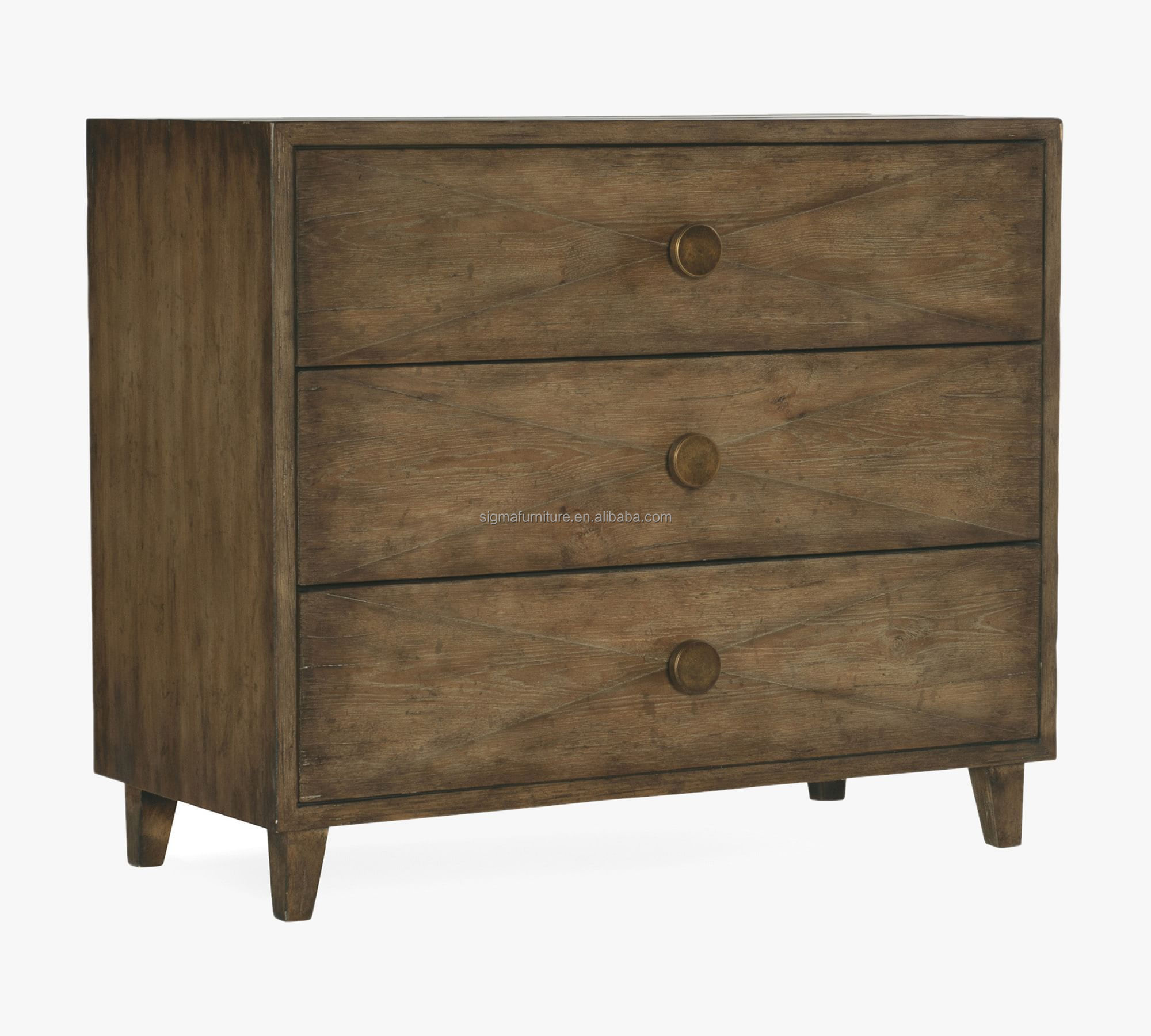Farmhouse solid wood 3-drawer dresser storage bedside table bed side nightstand