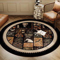 Tapis moderne en polyester abstrait de 10 mm, salon, luxe léger, sensation haut de gamme, vintage, lavable, noir