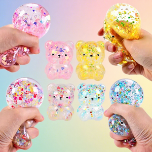 Jincan <b>Cute</b> <b>Bear</b> Pinch Music Glitter Jelly Transparent Vent Stress Relief Toy for Boys and Girls Wholesale - Product Image 1