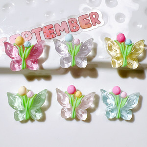 Fleur Papillon Charmes Flatback Résine Cabochons Décoration pour Cheveux Arcs Center DIY Bijoux Téléphone Déco Nail Charms - Product Image 3