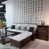 Ensemble de canapés sectionnels en bois massif en forme de L pour hall d'hôtel, mobilier de club et d'hôtel familial chinois