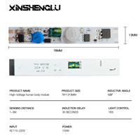 Módulo de Sensor de Movimiento PIR Xinshenglu |   110V/220V 1-3M IP21 |   Control de Iluminación para Armarios LED, Vestidores y Escaleras |   Hogar Inteligente