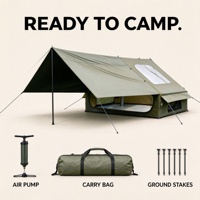 Tente gonflable Green Skylight Pro Air 6,3 m² avec auvent étendu, tente de camping gonflable à porte unique, Oxford 300D, sac de pompe inclus