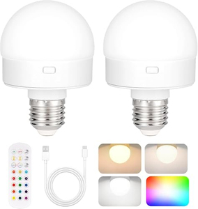 หลอดไฟ LED แบบชาร์จไฟได้อัจฉริยะ E26/E27 พร้อมรีโมทและสวิตช์ควบคุม SMD ปรับความสว่างได้ 3 อุณหภูมิสี สำหรับตกแต่งบ้าน - Product Image 1