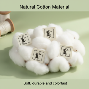 Custom-<b>printed</b> cotton woven neck tags, laser-cut, square, <b>machine</b>-washable, suitable for luggage, footwear, and apparel - Product Image 3