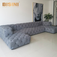 Amerikanischen Heißer-Verkauf Wohnzimmer U-Form Taste Tufted Polster Sofa Europäischen Komfortable Samt Chesterfield-Stoff Sofa Couch