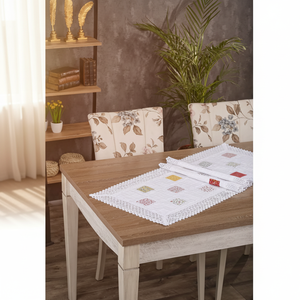 Mantel de Mesa Bordado con Encaje Floral, Sostenible, Transpirable, Personalizable, Decoración del Hogar, Blanco, Lujoso, de Algodón, para Comedor - Product Image 3
