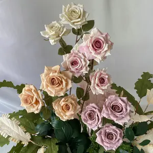 Новое поступление, Разноцветные Шелковые искусственные розы оптом, искусственные цветы с одним стеблем для украшения свадебной вечеринки