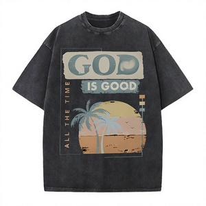 Camiseta Casual de Algodón 100% Lavado de 300 Gramos con Diseño de Personaje 'God Is Good All Time' de Almacén Local de EE. UU., Varios Colores Personalizables - Product Image 3