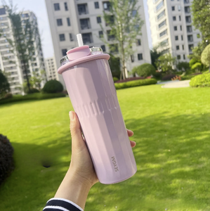 500Ml Dubbelwandige Vacuümlekvrije Roestvrijstalen Reiswaterfles Koffiebekers Met Rieten Beker Voor Commerciële Geschenken - Product Image 4