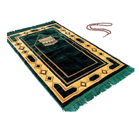 Tapis de prière musulman bleu personnalisé, tapis épais et doux, tapis de prière islamique turc, polyester, lavable, antidérapant, fabriqué à la machine, tissé