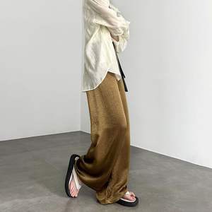 Femmes taille haute jambe droite mince été pantalon ample minceur Protection solaire Cool Sensation drapé jambe large pantalon - Product Image 3