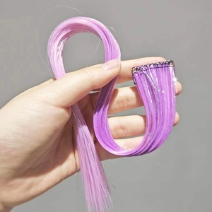 Extensions de cheveux colorées en fibres synthétiques haute température, à clipser, <span class=keywords><strong>sans</strong></span> couture, une seule pièce, pour femmes - Product Image 6
