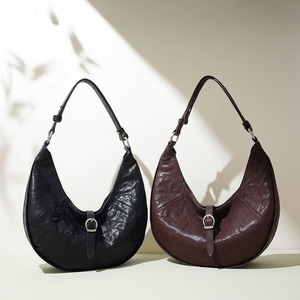 Bolso de Cuero Genuino en Forma de Media Luna para Mujer, Bolso de Hombro Tipo Hobo de Gran Capacidad, Bolso de Mano Vintage, Elegante Bolso de Media Luna para Llevar Bajo el Brazo - Product Image 4