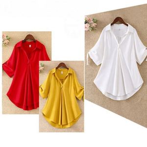 Blusa de Chifón Informal de Alta Calidad, Estilo Largo, Tallas Grandes para Mujer, Camisas Blancas Holgadas - Product Image 6