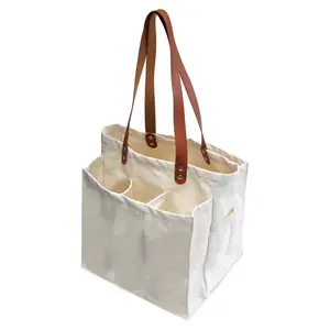 Heavy Duty Tùy Chỉnh Siêu Thị Mua Sắm Tote Bag Tái Sử Dụng Bông Vải Tạp Hóa Tote Bag Với PU Xử Lý